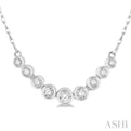 1/6 Ctw Circular Mounts Round Cut Diamond Necklace in 14K White Gold