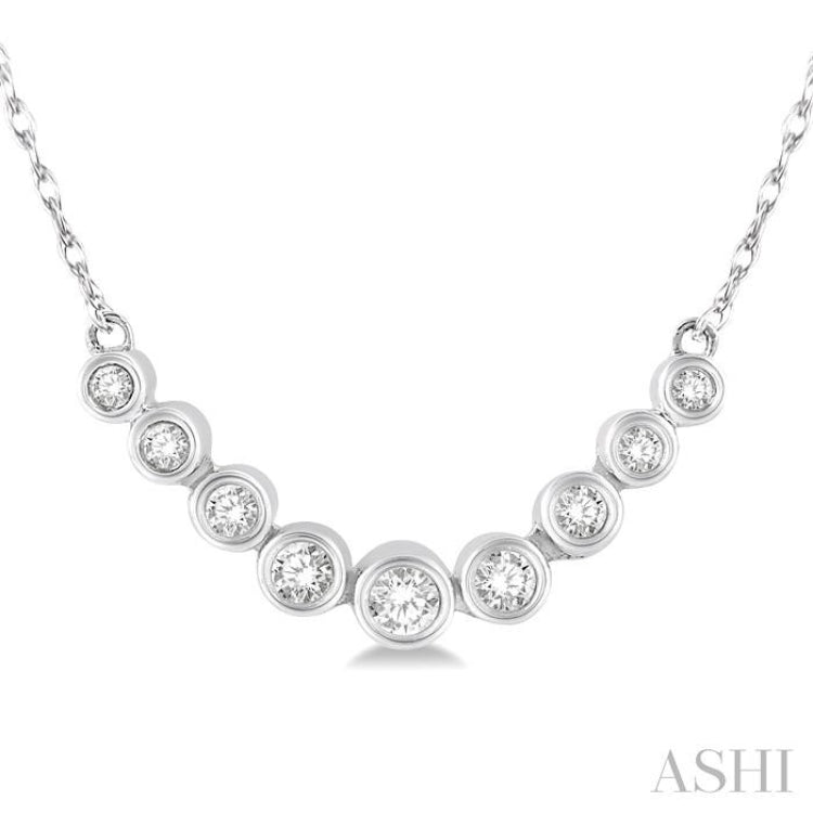 1/6 Ctw Circular Mounts Round Cut Diamond Necklace in 14K White Gold