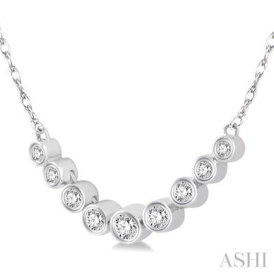 1/6 Ctw Circular Mounts Round Cut Diamond Necklace in 14K White Gold