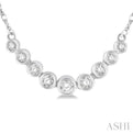 1/6 Ctw Circular Mounts Round Cut Diamond Necklace in 14K White Gold