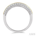 1/3 Ctw Double Row Round Cut Diamond Wedding Band in 14K White and Yellow Gold