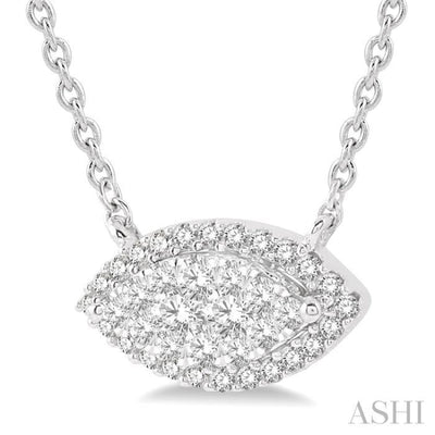1/3 ctw Marquise Shape Round Cut Diamond Lovebright Necklace in 14K White Gold