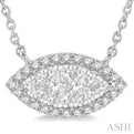 1/3 ctw Marquise Shape Round Cut Diamond Lovebright Necklace in 14K White Gold