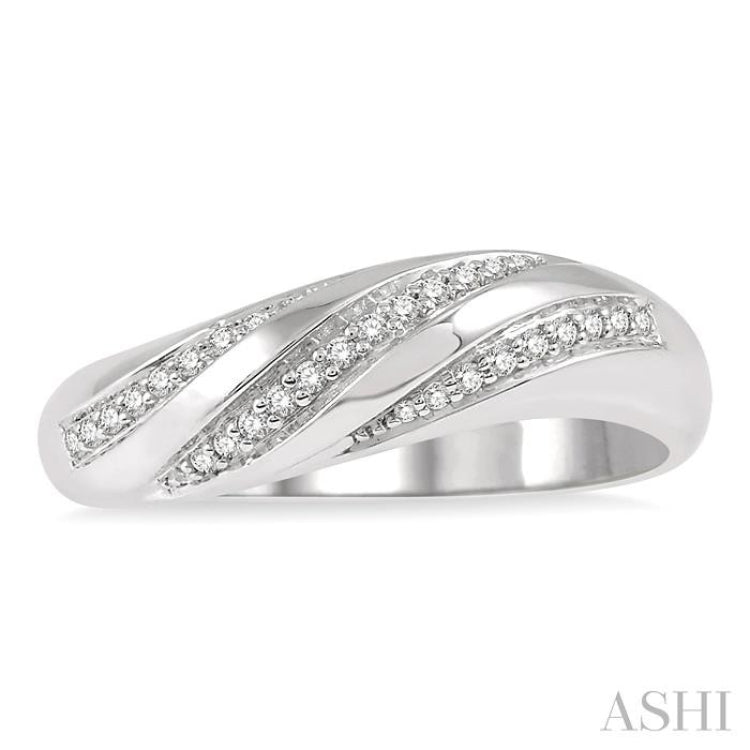 1/6 Ctw Twisted lattice Round Cut Diamond Fashion Ring in 10K White Gold