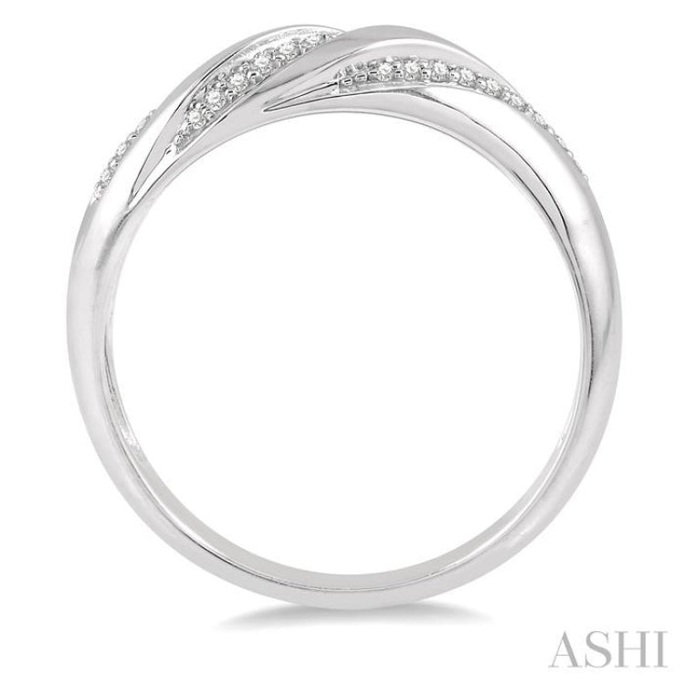 1/6 Ctw Twisted lattice Round Cut Diamond Fashion Ring in 10K White Gold