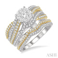 1 1/4 ctw Lovebright Round Cut Diamond Wedding Set With 1 ctw Round Split Shank Engagement Ring and 1/4 ctw Wedding Band in 14K White and Yellow Gold