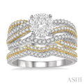 1 1/4 ctw Lovebright Round Cut Diamond Wedding Set With 1 ctw Round Split Shank Engagement Ring and 1/4 ctw Wedding Band in 14K White and Yellow Gold