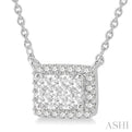 1 ctw Emerald Shape Round Cut Diamond Lovebright Necklace in 14K White Gold