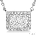 1 ctw Emerald Shape Round Cut Diamond Lovebright Necklace in 14K White Gold