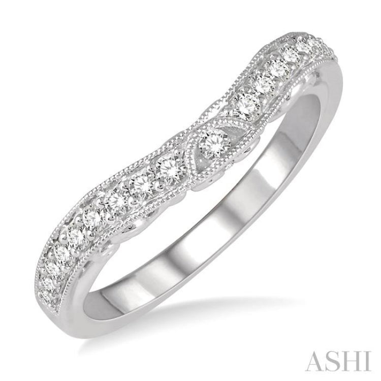 1/3 ctw Curvy Round Cut Diamond Wedding Band in 14K White Gold