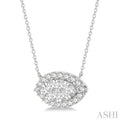 1 ctw Marquise Shape Round Cut Diamond Lovebright Necklace in 14K White Gold