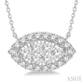 1 ctw Marquise Shape Round Cut Diamond Lovebright Necklace in 14K White Gold