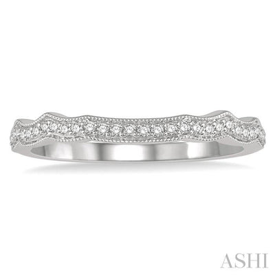 1/8 ctw Wave Lattice Round Cut Diamond Wedding Band in 14K White Gold