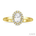 1/10 Ctw Oval Shape Center Round Cut Diamond Halo Semi Mount Engagement Ring in 14K Yellow and White Gold