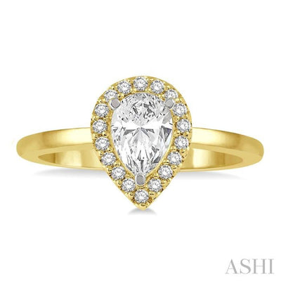 1/10 Ctw Round Cut Diamond Halo Semi Mount Engagement Ring in 14K Yellow and White Gold