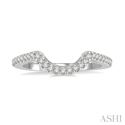 1/10 Ctw Deep Curve Center Round Cut Diamond Wedding Band in 14K White Gold