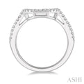 1/10 Ctw Deep Curve Center Round Cut Diamond Wedding Band in 14K White Gold