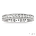 1 ctw Milgrain Bordered Round Cut Diamond Eternity Wedding Band in 14K White Gold