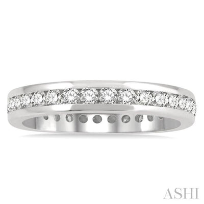 1 ctw Channel Round Cut Diamond Eternity Wedding Band in 14K White Gold