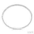 1 Ctw Round Cut Flexible Diamond Bangle in 14K White Gold