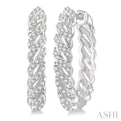 1/3 Ctw Open Twirl Round Cut Diamond Hoop Earring in 14K White Gold
