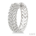3/4 Ctw Chevron Trail Round Cut Diamond Hoop Earring in 14K White Gold