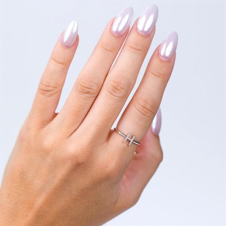 1/20 Ctw Initial 'I' Round Cut Diamond Fashion Ring in 10K White Gold