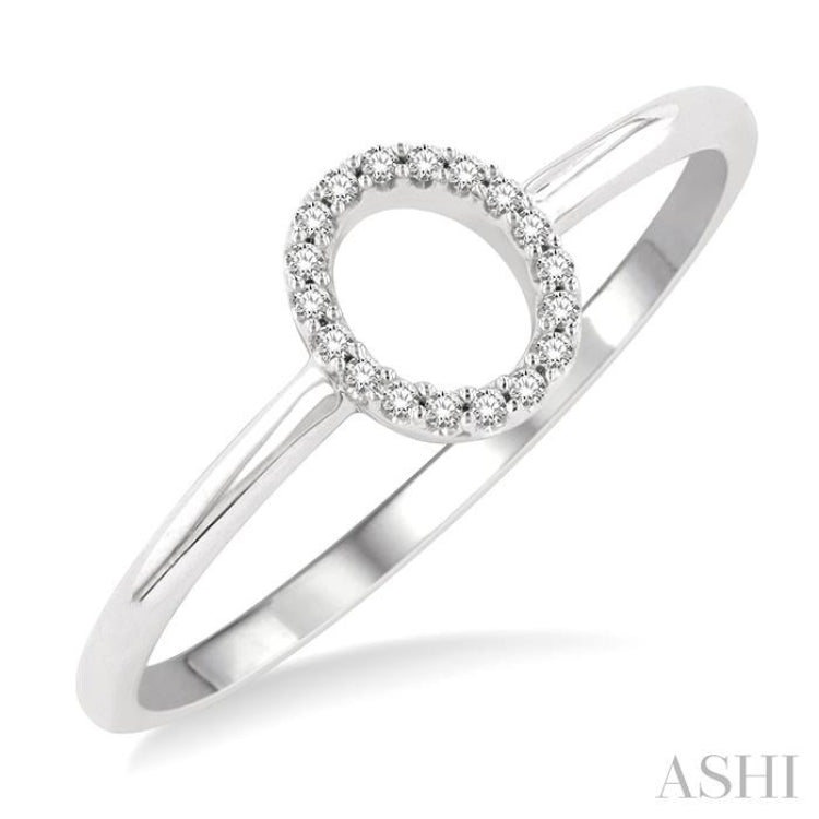 1/20 Ctw Initial 'O' Round Cut Diamond Fashion Ring in 10K White Gold