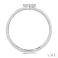 1/20 Ctw Initial 'T' Round Cut Diamond Fashion Ring in 10K White Gold
