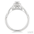 1/5 ctw Twisted Shank Emerald Shape Round Cut Diamond Semi-Mount Engagement Ring in 14K White Gold