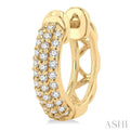 1/4 ctw Petite Triple Row Round Cut Diamond Fashion Huggies in 10K Yellow Gold