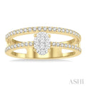 1/3 ctw Twin Band Oval Shape Lovebright Round Cut Diamond Fashion Ring in 14K Yellow and White Gold