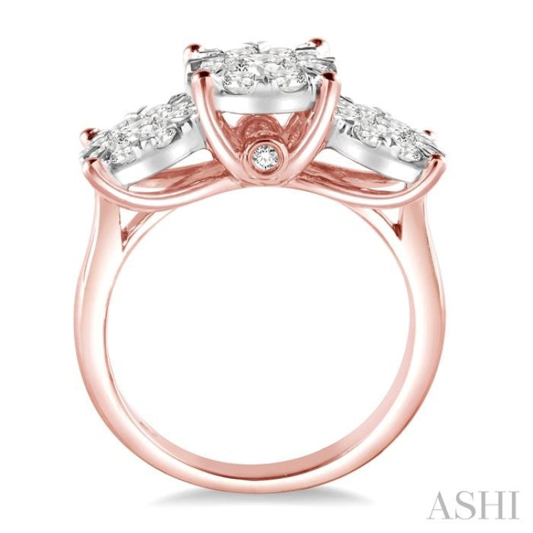 2 Ctw Lovebright Round Cut Diamond Ring in 14K Rose and White Gold