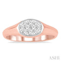 1/4 ctw Oval Shape Lovebright Diamond Ring in 14K Rose And White Gold