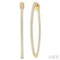 1 Ctw Inside-Out Round Cut Diamond 1 1/2 Inch Hoop Earrings in 14K Yellow Gold