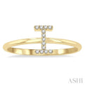 1/20 Ctw Initial 'I' Round Cut Diamond Fashion Ring in 10K Yellow Gold