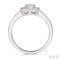 3/8 ctw Pear Shape Fusion Baguette and Round Cut Diamond Fashion Ring in 14K White Gold