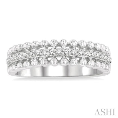 1/5 ctw Ball Bead Border Round Cut Diamond Fashion Band in 14K White Gold