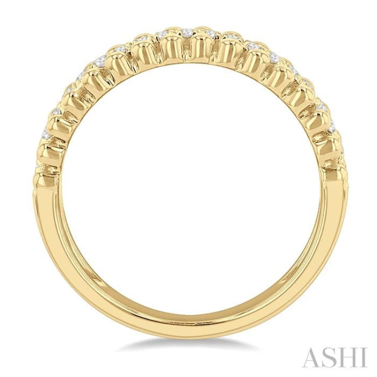 1/5 ctw Ball Bead Border Round Cut Diamond Fashion Band in 14K Yellow Gold