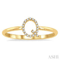 1/20 Ctw Initial 'Q' Round Cut Diamond Fashion Ring in 10K Yellow Gold