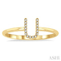 1/20 Ctw Initial 'U' Round Cut Diamond Fashion Ring in 10K Yellow Gold