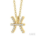 1/20 Ctw Pisces Round Cut Diamond Zodiac Pendant With Chain in 10K Yellow Gold