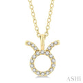 1/10 Ctw Taurus Round Cut Diamond Zodiac Pendant With Chain in 10K Yellow Gold