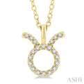 1/10 Ctw Taurus Round Cut Diamond Zodiac Pendant With Chain in 10K Yellow Gold