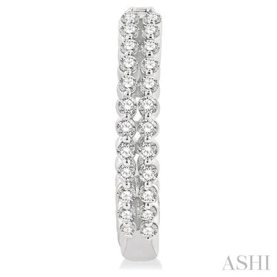 1/4 ctw Petite Twin Row Round Cut Diamond Fashion Huggies in 10K White Gold