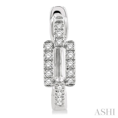 1/5 ctw Petite Paper Clip Round Cut Diamond Fashion Huggies in 10K White Gold