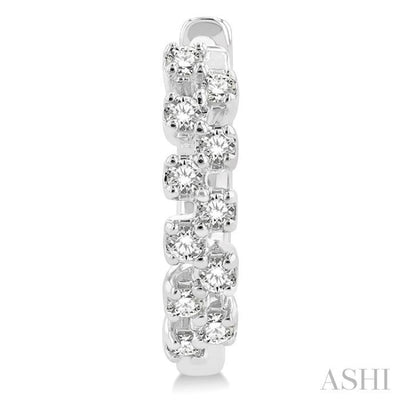 1/5 ctw Petite Zigzag Layout Round Cut Diamond Fashion Huggies in 10K White Gold