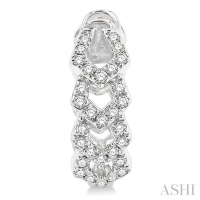 1/4 ctw Petite Geometric Link Round Cut Diamond Fashion Huggies in 10K White Gold