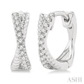 1/6 ctw Petite Crisscross Rope and Round Cut Diamond Fashion Huggies in 10K White Gold