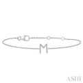 1/20 ctw Initial 'M' Round Cut Diamond Bracelet in 10K White Gold